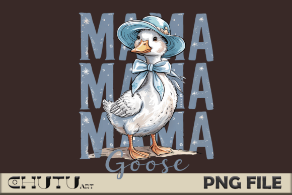 Blue Hat Mama Goose PNG: Farmhouse Charm for Winter Designs