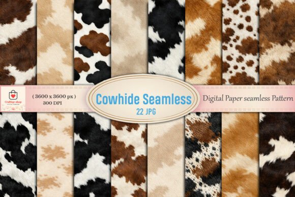 Cowhide Seamless Digital Paper Bundle: Rustic Texture for Modern Design