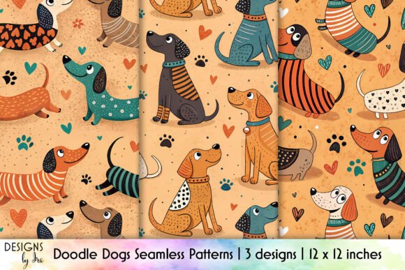 Cute Dogs Seamless Patterns: Whimsical Doodle Designs