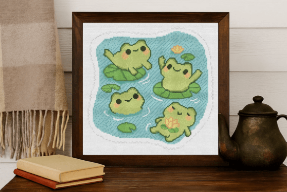 Cute Frogs Cross Stitch Pattern – Kawaii Stitching Magic