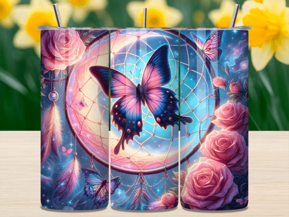 Dream Catcher Butterfly Rose Tumbler: A Floral Design for Your Next Project