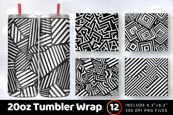 Elevate Your Brand with Geometric Black and White Tumbler Wrap