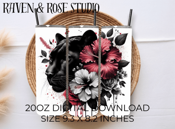 Elevate Your Drinkware: The Black Panther Floral Tumbler Wrap