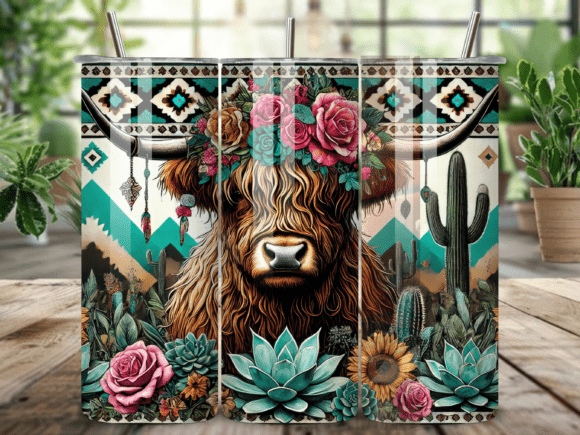 Floral Boho Highland Cow Tumbler Wrap: A Designer's Guide to This Artistic Asset