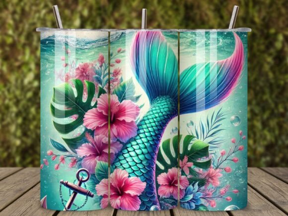 Floral Mermaid Tail Tumbler Wrap Design: A Deep Dive
