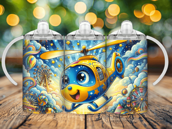 Flying Copter Sippy Cup Kids Tumbler PNG: A Designer's Take