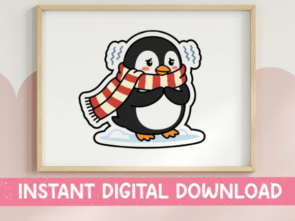 Grumpy Penguin in Scarf Winter Sticker: Your Spirit Animal for Cold-Weather Creativity