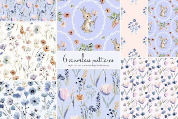 Spring Bunny Seamless Patterns Bundle: A Designer's Meadow Toolkit