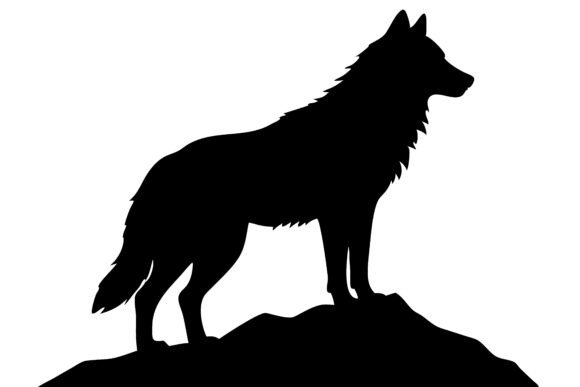 Striking Black Wolf Silhouette Standing: A Symbol of Power
