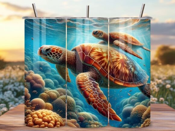 Turtles Coral Reef Sunlight Tumbler Wrap: A Splash of Oceanic Artistry